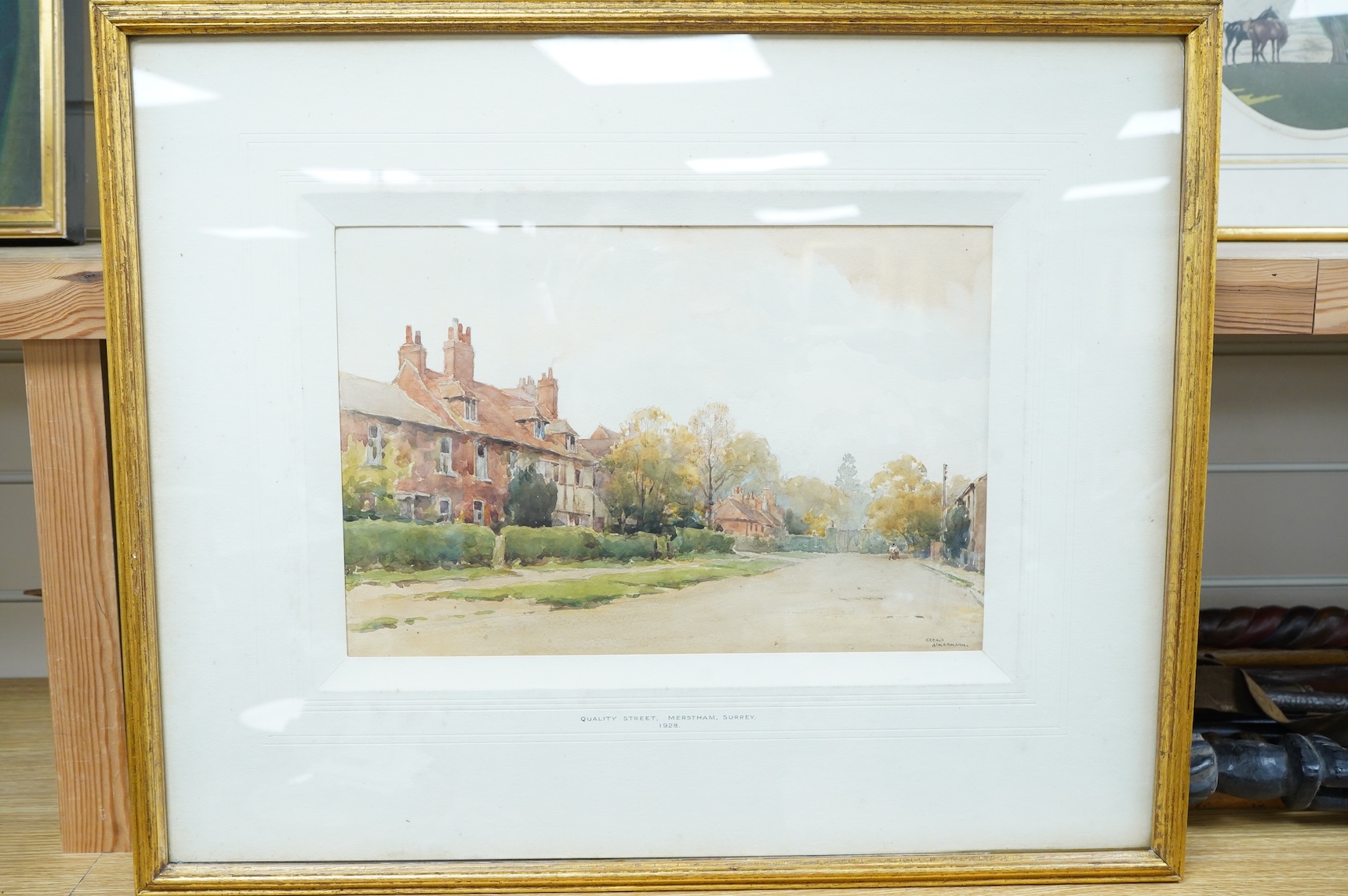 Gerald Ackermann (1876-1960),'Quality Street, Merstham, Surrey', signed, watercolour, 24 x 36cm